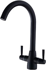 Heable Matte Black Kitchen Mixer Tap Dual Lever Swivel Spout UK Fittings