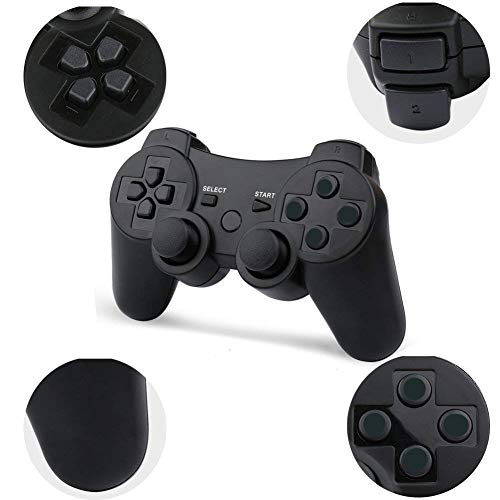 Molgegk Wireless Controllers Replacement For PS3 Controller, Compatible with Play-Station 3 Console, Upgraded Joystick Double Vibration Motion Gamepad With Charging Cable(Black and Black)