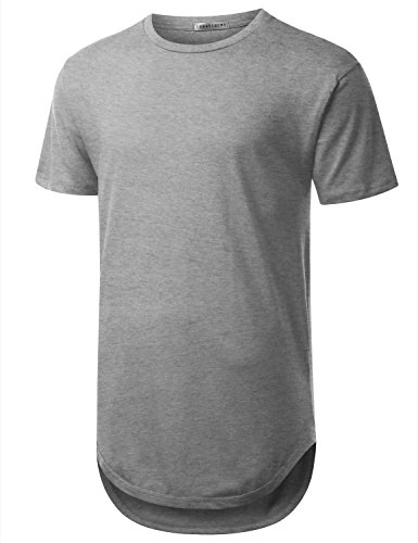 Urbancrews mens hipster hip hop cotton elong crewneck t-shirt hgr…