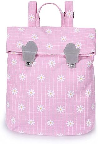 Girls Square Canvas Korean Style School Bag Backpack with Flowers
