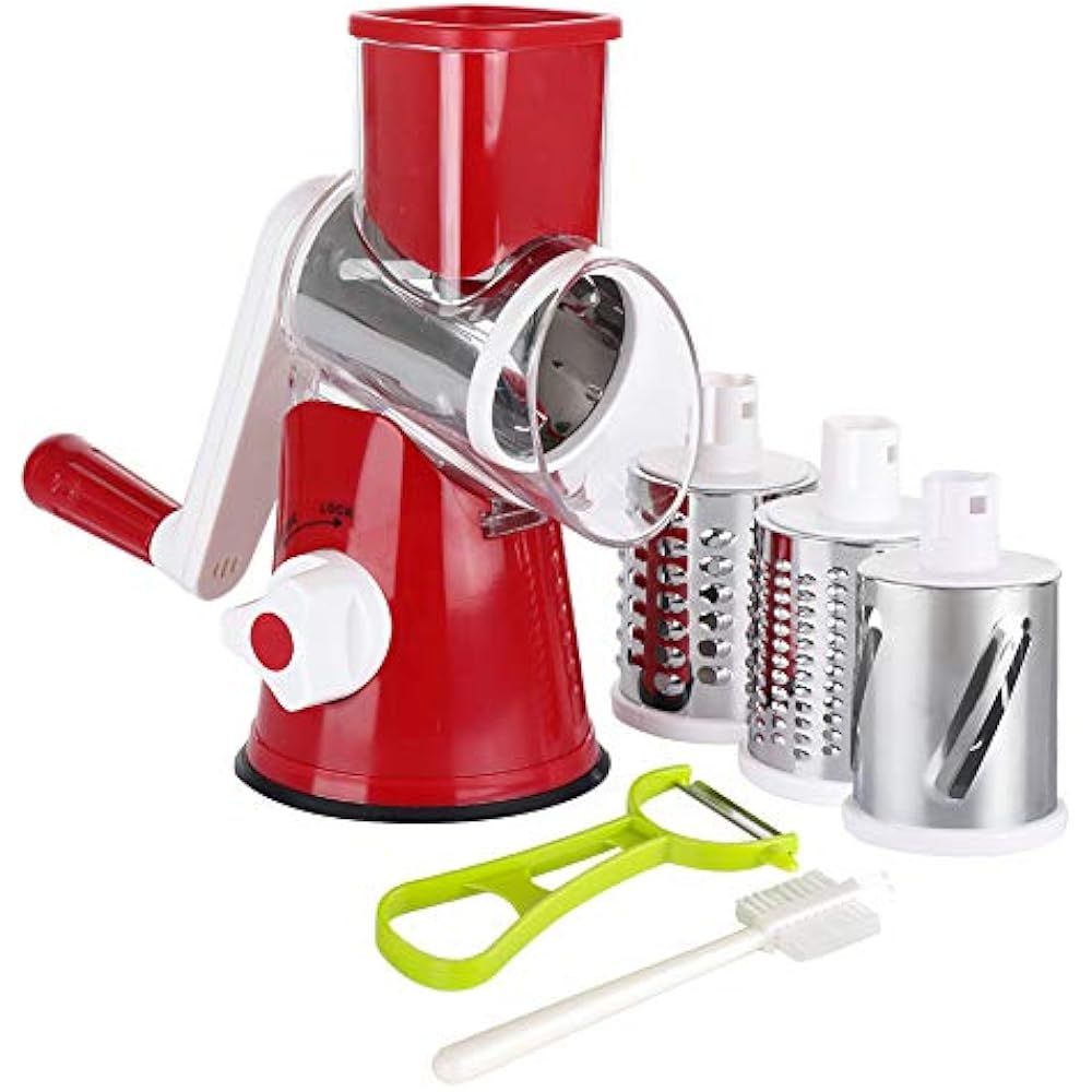 Ourokhome Graters Manual Rotary Cheese Round Tumbling Box Shredder