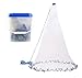JSHANMEI Handmade American Saltwater Fishing Cast Net with Heavy Duty Real Lead Weights for Bait Trap Fish 5ft/6ft/7ft/8ft/9ft/10ft Radius, 3/8inch Mesh Size (with A Bucket)