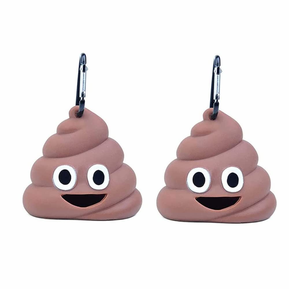 WTUSGA 2 PCS Poop-Shaped Pet Waste Bag Dispenser Holder, Funny Novelty Poop Bag Dispenser with Clip for Leash, Portable for Dog Cat Walking
