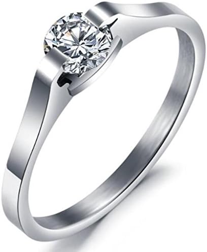 JoGray Fashion Ring Women's Titanium Steel Shining Drill Inlayed Wedding Band Engaging Ring 1.5Mm Width US8