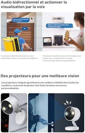 C120 Caméra Surveillance WiFi intérieure ou extérieure, QHD 4MP, Étanche IP66, Détection intelligentes de l'IA, Base magnétique, Double projecteur, Vision Nocturne, Audio Bidirectionnel