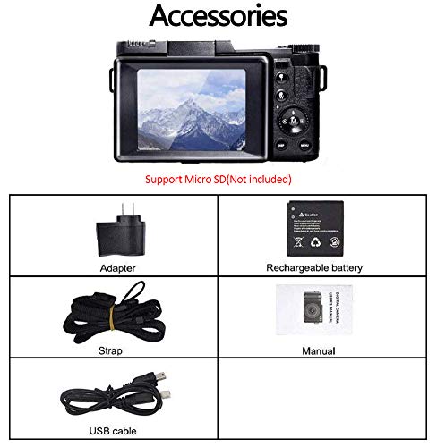 Digital-Camera-Vlogging-Camera-with-Flip-Screen-for-YouTube-24MP-30-Inch-27K-Camera-with-Retractable-Flashlight