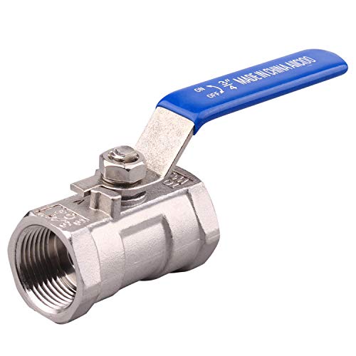 Stainless Steel 1PC Ball Valve with Blue Vinyl Handle Female to Female Standard Port for Water Oil and Gas PTFE Seal 3/4" NPT - Thumbnail 5