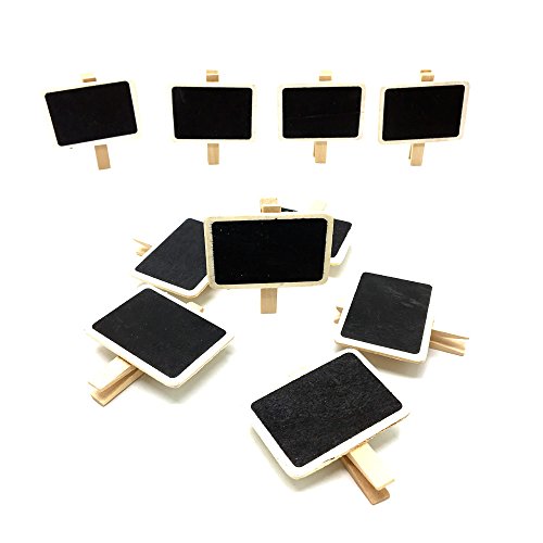 HUELE 24 PCS Chalkboards blackboards with Wooden Blackboard Clip Message Board Signs and Labels Clips(2''x2.76'')