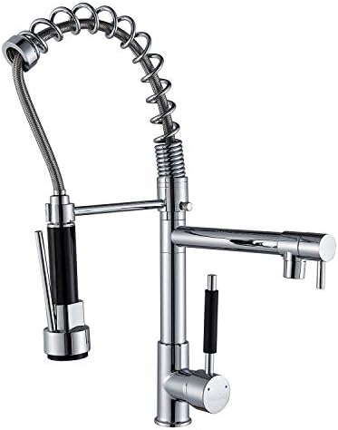 Senlesen Spring Single Hole Kitchen Faucet Pull Out Kitchen Sink Faucet Chrome Finished