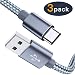 USB Type C Cable OULUOQI USB C Cable 3 Pack(6ft) Nylon Braided Fast Charger Cord(USB 2.0) Compatible with Samsung Galaxy S10 S9 Note 9 8 S8 Plus,LG V30 V20 G6 G5,Google Pixel(Grey)