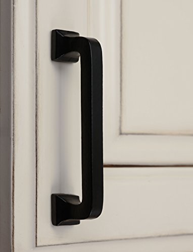 Iron Valley - 4" C2C Square Contemporary Cabinet Handle Pull - Black - Solid Cast Iron (10 Pack)
