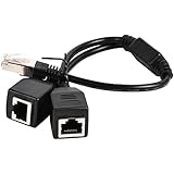 Ethernet Splitter,Andul Rj45 1 Male to 2 Female LAN Ethernet Network Splitter Socket Y Cable for Network Room to Share