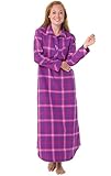 PajamaGram Women's Raspberry Plaid Flannel Nightgown