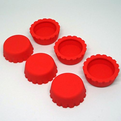 Silicone Bottle Caps for Beer and Soda Pop Set of 6 Caps Red by Sir Pent Trading