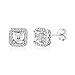 MIA SARINE Rhodium Plated Sterling Silver 1 1/2 Cttw Square Emerald Shaped Cubic Zirconia Stud Earrings for Women Bridal Jewelry