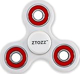 Spinner Fidget Stress Reducer Premium Hybrid Ceramic Bearing 15 Colors for Kids & Adults by ZTOZZ (White+Red)
