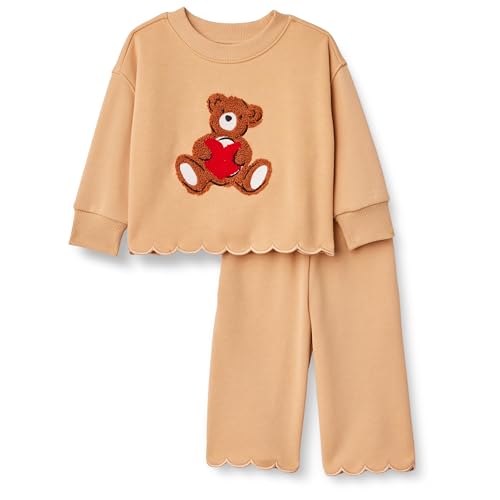 x Sofia Grainge Ensemble Pantalon Et Haut En Tissu French Terry Bébé Fille, Fauve Clair Grand Cœur D’ours, 6-9 mois