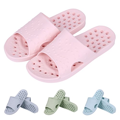 Shower Sandal Slippers Quick Drying Bathroom Slippers Gym Slippers Soft Sole Open Toe House Slippers (Women 9.5-11 B(M) / Men 8.5-10 D(M), Pink)
