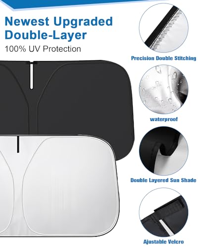 Car Windshield Sunshade, Foldable Interior Sun Shade for Reflective Sun Shade with UV Protection and Storage Case for Windshield, Sun Shade for Most Cars M