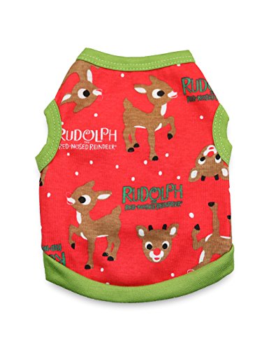 DroolingDogDog Christmas Shirt Rudolph Reindeer Pattern Puppy Clothes for Small Dogs, Large