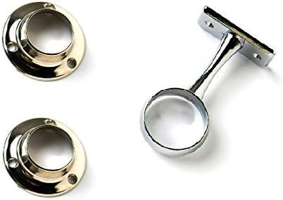 Merriway BH04413 (3 Pcs) Chrome Wardrobe Clothes Tube Rail Rod Hanging Support Kit, 25mm (1 inch)