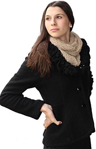 Handmade Knitted by Hand PURE ALPACA Infinity Loop Scarf - Honey Beige