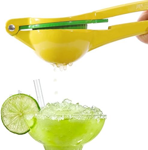 TSNZ 2-in-1 Citrus Juicer, Lemon Lime Squeezer, Manual Press, Tough Enameled Aluminum, Trendy Yellow and Green