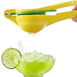 TSNZ 2-in-1 Citrus Juicer, Lemon Lime Squeezer, Manual Press, Tough Enameled Aluminum, Trendy Yellow and Green