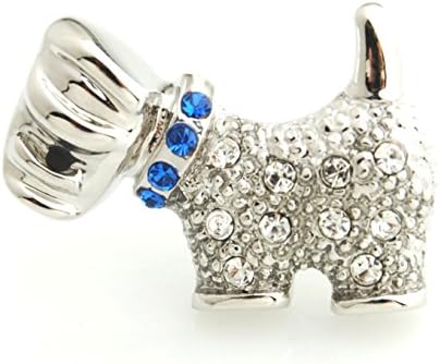 Smart Man Novelty lovely Silver Dog Lapel Pins with Crystal for Mens Gift