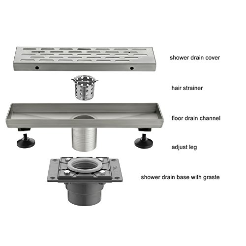 EMBATHER 12INCH Shower Drain with Removable Strainers,PVC Shower Drain