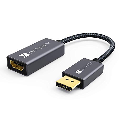 DisplayPort to HDMI(DP to HDMI) Adapter [Heavy Duty, Nylon Braided, Gold-Plated] iVanky Display Port to HDMI Adapter/DP to HDMI Adapter for HP, ThinkPad, AMD, NVIDIA, Desktop and More - Male to Female