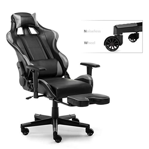 IntimaTe-WM-Heart-Sedia-da-Gioco-Sedia-da-a-Corsa-Sedia-Gaming-Sedia-da-Ufficio-ergonomica-Sedia-per-Computer-Sedia-Girevole-con-poggiapiedi-Grigio