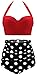 CHERRY CAT Vintage Polka Dot High Waisted Swimsuits Bikini Set (Red&Black,L)