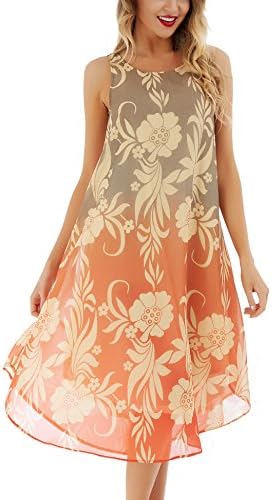 Uniboutique Women's Sleeveless Tie Dye Floral Printed Summer Vacation Dress