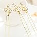 Artio Wedding Hair Pins Accessories with Crystals and Beads for Brides and Bridesmaids 3PCS (Gold)