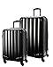 Genius Pack Hardside Luggage Spinner - Smart, Organized, Lightweight Suitcase - TSA Approved Maximum Allowance Cabin Size (Aerial - 2 Piece Set - Jet Black)