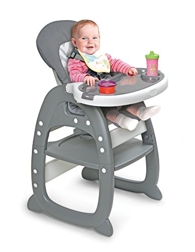 Badger Basket Envee II Baby High Chair with Playtable Conversion, Gray/White