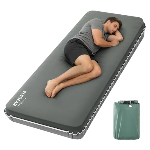Elegear Colchoneta Inflable de Air & Foam Doble Capa, CumbreX™ Colchón de Camping de 10 cm Espuma Ultragruesa con Bolsa Inflable, Valor R 9.5 Colchoneta Portátil 4 Estacione para Viajes y Aire Libre
