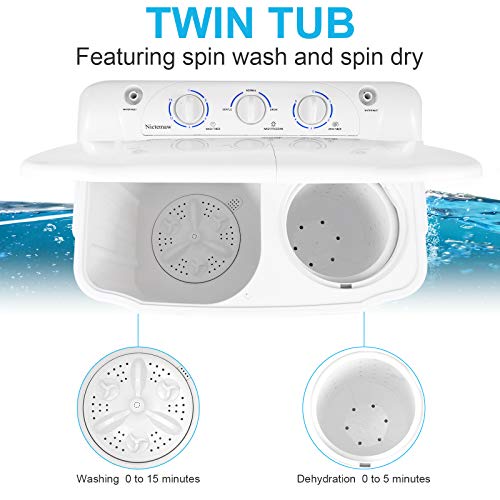 Portable washing machine Nictemaw Compact Twin Tub Washer 21.5lbs, Mini