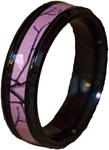 Hope Grove Pink Camouflage Band - 6mm Black Titanium (5.5)