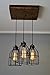 West Ninth Vintage Old Elm Wood Multi Pendant Farmhouse Chandelier - 3 Sockets with Black Cages