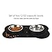 Syntus Double Dog Bowls Stainless Steel Dog Pet Feeder with Non-Skid Anti-Overflow Silicon Mat for Puppy, Dogs, Cats and Other Pets