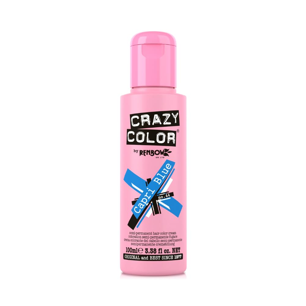 4 x Crazy Colour Semi Permanent Hair Dyes 100ml (Capri Blue)