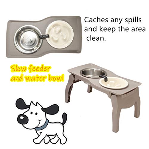 Elevated Pet Bowl Stand for Medium Dogs with Slow Feeder Bowl Premium