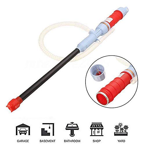 DishyKooker Pump Battery Operated Liquid Transfer Water Gas Tools Petrol Fuel Portable Car Siphon Hose Red Clarinet