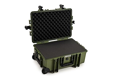 B&W Outdoor Transport Case Type 6700 Bronze Green with Cube Foam, Trolley Suitcase, Ideal for Touring, Waterproof according to IP67 Certification, Dustproof, Shatterproof and Indestructible, Bronze