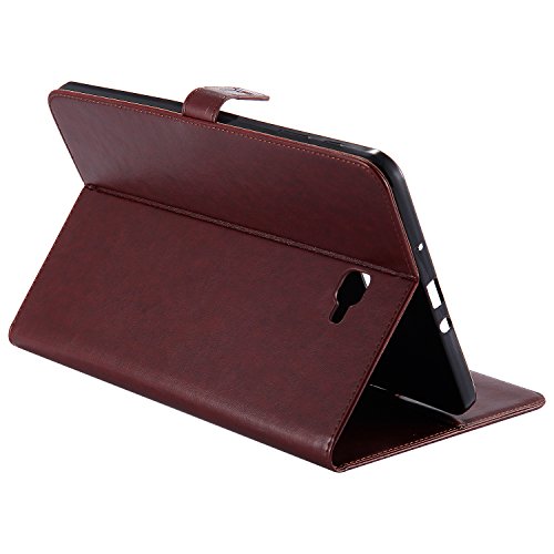 Funyye Magnetic Flip Closure Case for Samsung Galaxy Tab A SM-T580,Luxury PU Leather Wallet with Credit Card Holder Slots Soft Silicone Ultra Thin Case for Galaxy Tab A 10.1(SM-T580/SM-T585),Brown - Thumbnail 5