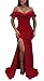 Women Formal Ruffle Off The Shoulder Bodycon Side Split Mermaid Evening Party Dress