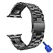 Creazy Stainless Steel Strap Watch Band+Adapter+Case Cover for Apple Watch 38mm (Black)