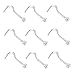 joybeauti Stainless Steel Clear White Rhinestone Bar Curved Nose Studs Rings Body Piercing Jewelry Pack of 18 Pcs